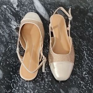 BRAND NEW REPORT MIKKI Elegant CREAM and GOLD  WOMENS SLINGBACK F…R3
